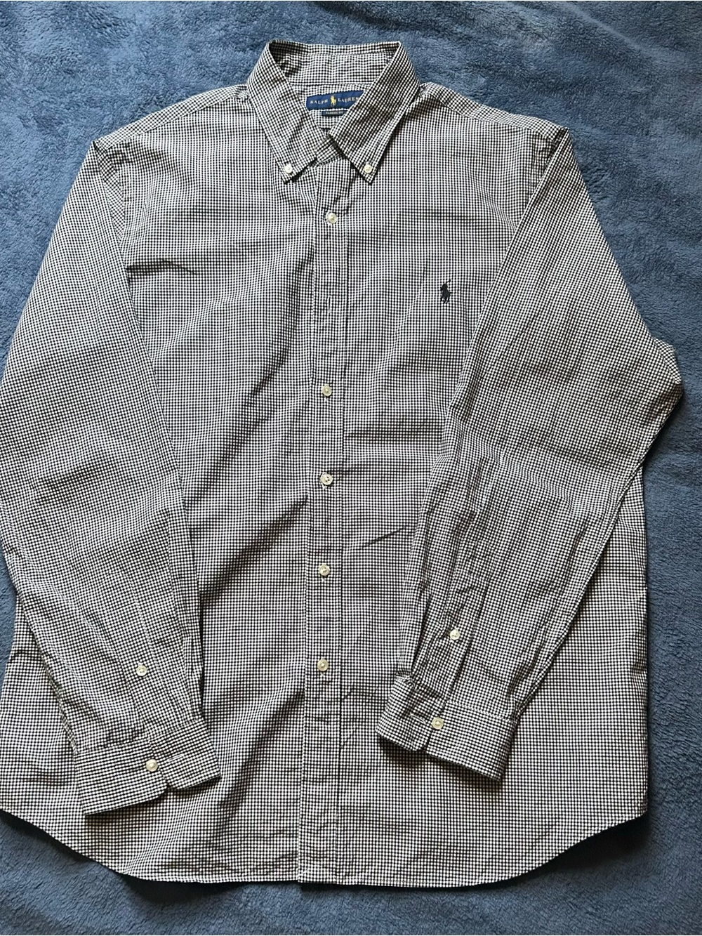 Ralph Lauren Black and White Micro Gingham Button-Down Shirt